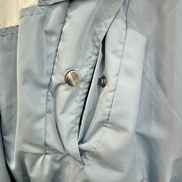 Bershka Blue White Yellow Colorblock Anorak Half Zip Snap Windbreaker size M - Picture 14 of 14